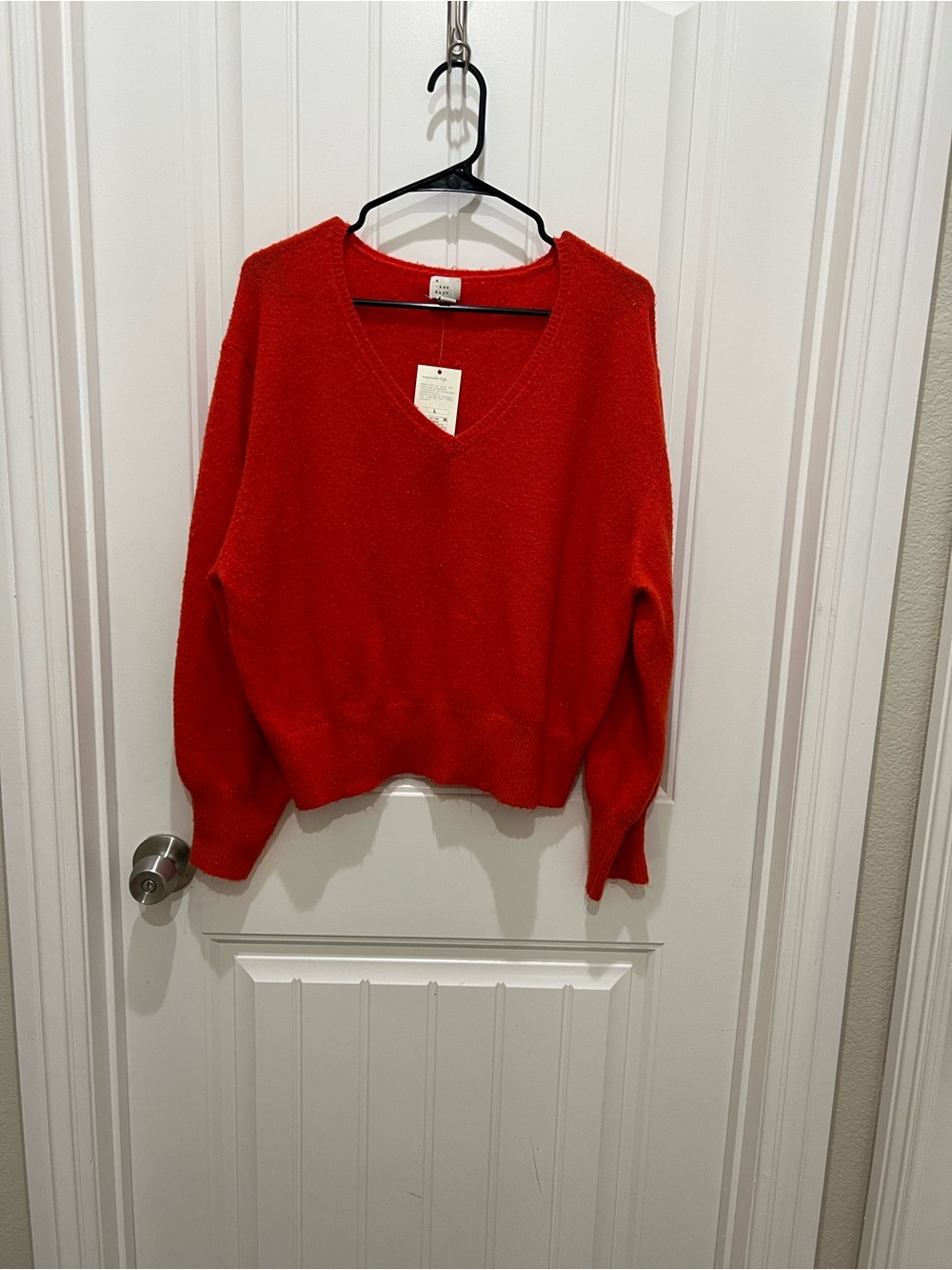 a new day Bright Red V-Neck Women's Sweater